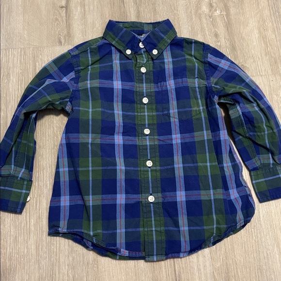 Crew Cuts Blue and Green Plaid Button-Up Shirt - Picture 1 of 1